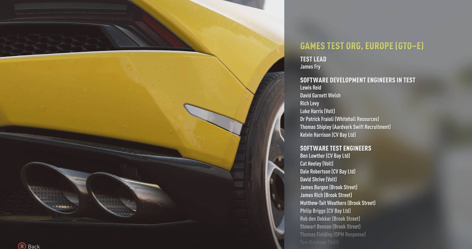 Credits from Forza Horizon 2